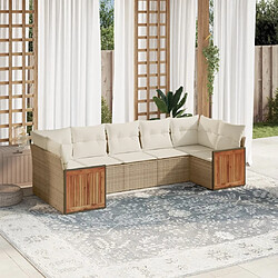 vidaXL Salon de jardin avec coussins 7 pcs beige résine tressée