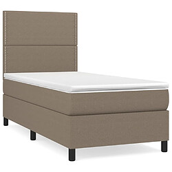 Maison Chic Structures de lit + matelas,Lit à sommier tapissier avec matelas Taupe 80x200 cm Tissu -MN15579