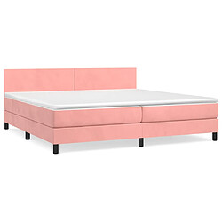 vidaXL Sommier à lattes de lit avec matelas Rose 200x200 cm Velours