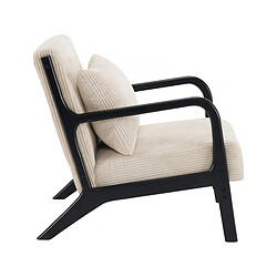 Acheter Habitat Et Jardin Fauteuil en velours côtelé style scandinave en bois Clinton - Beige