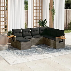 Maison Chic Salon de jardin avec coussins 7 pcs, Ensemble Tables et chaises de jardin, gris résine tressée -GKD178095