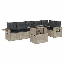 vidaXL Salon de jardin avec coussins 7 pcs gris clair résine tressée