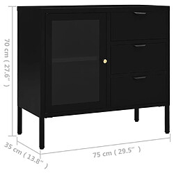 vidaXL Buffet Noir 75x35x70 cm Acier et verre trempé pas cher