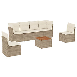 vidaXL Salon de jardin avec coussins 7 pcs beige résine tressée