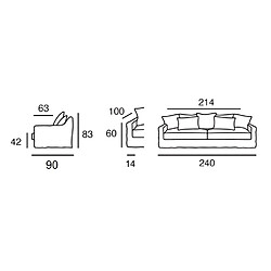 Avis Inside 75 Canapé 4 places BONDUES 240cm tissu coton lin blanc déhoussable