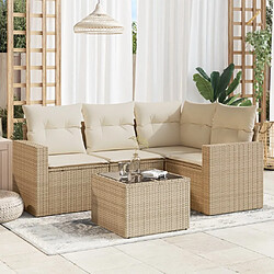 vidaXL Salon de jardin avec coussins 5 pcs beige résine tressée 