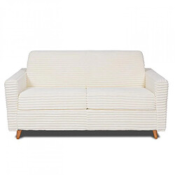 Inside 75 Canapé VIRGOLA convertible express matelas 16 cm sommier lattes 120 cm velours ivoire