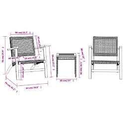 vidaXL Ensemble de bistro 3 pcs beige résine tressée et bois d'acacia pas cher