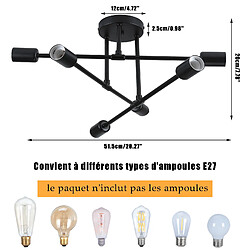 Stoex Plafonnier Moderne Luminaire Plafonnier Intérieur Lampe de Plafond Rétro Vintage Noir, 6 Lumières Pour Cuisine Couloir Chambre Salon pas cher