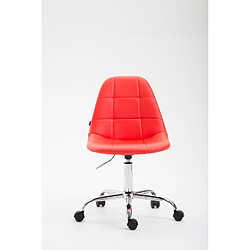 Decoshop26 Chaise de bureau tabouret d'ordinateur sur roulettes hauteur réglable en synthétique rouge TABO10112