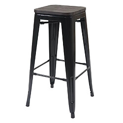 Avis Mendler Tabouret de bar HWC-A73, avec siège en bois, métal, style industriel ~ noir