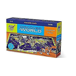 Universal Crocodile Creek Découvrez les animaux du monde Apprenez + Play 100 pièces Puzzle de sol en puz et 21 figures,