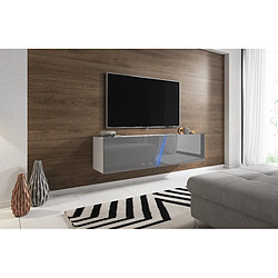 3XELIVING Meuble TV suspendu moderne et tendance Aczi czary / noir brillant 160cm LED