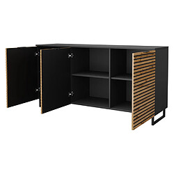 Bestmobilier Olympie - buffet bas - bois et noir - 150 cm