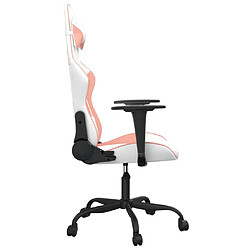 Acheter Maison Chic Chaise Gaming | Chaise de jeu de massage Ergonomique | Chaises de Bureau Blanc et rose Similicuir -GKD30111