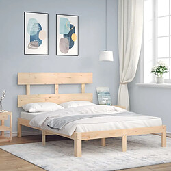 Maison Chic Cadre/structure de lit avec tête de lit pour adulte - Lit Moderne Chambre 120x200 cm bois massif -MN36875