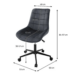 Acheter ML-Design 2x Chaise de bureau pivotante à 360° gris en velours tabouret pour salon travail