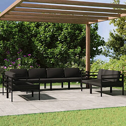 Maison Chic Ensemble Tables et chaises d'extérieur 8 pcs avec coussins,Salon de jardin Aluminium Anthracite -GKD111043