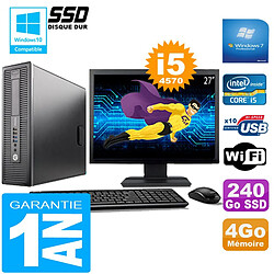 PC HP EliteDesk 800 G1 SFF Core I5-4570 4Go Disque 240 Go SSD Wifi W7 Ecran 27" · Occasion 