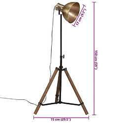 vidaXL Lampadaire 25 W laiton antique 75x75x90-150 cm E27 pas cher