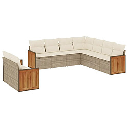 vidaXL Salon de jardin avec coussins 9 pcs beige résine tressée