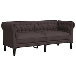 vidaXL Canapé Chesterfield 2 places marron foncé tissu