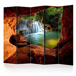 Paris Prix Paravent 5 Volets Cave : Forest Waterfall 172x225cm 