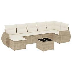 vidaXL Salon de jardin avec coussins 8 pcs beige résine tressée