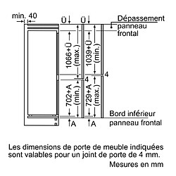 Réfrigérateur combiné intégrable à pantographe 265l - kis86afe0 - BOSCH pas cher