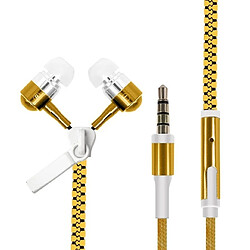 Wewoo Écouteur intra-auriculaire Glowing Zipper Sport Music écouteurs filaires pour téléphones Jack 3,5 mm Jaune 