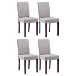 Decoshop26 Lot de 4 chaises de salle à manger design classique en tissu gris clair et pieds en bois marron 10_0001771