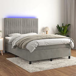 vidaXL Sommier à lattes de lit avec matelas LED Gris clair 140x200 cm 