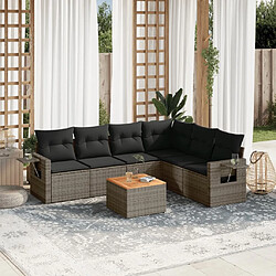 Maison Chic Salon de jardin avec coussins 7 pcs, Ensemble Tables et chaises de jardin, gris résine tressée -GKD855112