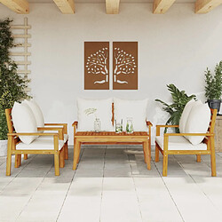 Maison Chic Salon de jardin avec coussins 5 pcs, Ensemble Tables et chaises de jardin,, Ensemble Tables et chaises de jardin, Bois d'acacia solide -GKD771966