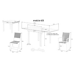 Avis Wilsa Garden Ensemble MODULO 4/8p en aluminium gris et verre noir modulable et 4 fauteuils aluminium et assise textilène