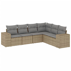 vidaXL Salon de jardin avec coussins 6 pcs beige résine tressée