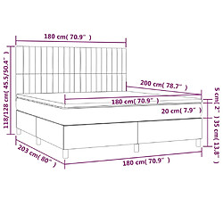 vidaXL Sommier à lattes de lit et matelas et LED Gris foncé 180x200 cm pas cher