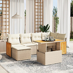 vidaXL Salon de jardin avec coussins 7 pcs beige résine tressée 