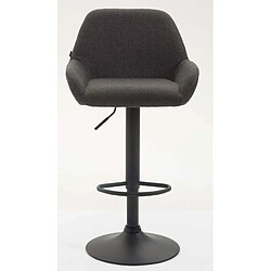 Decoshop26 Lot de 2 tabourets de bar moderne et confortable en tissu gris foncé pieds trompette en métal noir TDB10227