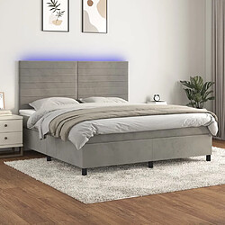 vidaXL Sommier à lattes de lit avec matelas LED Gris clair 160x200 cm