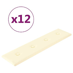 vidaXL Panneaux muraux 12 pcs Crème 60x15 cm Similicuir 1,08 m²