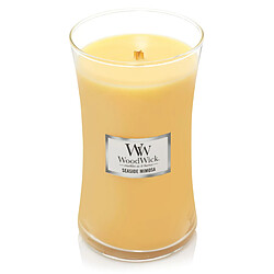 WoodWick 93085 Bougie Mimosa au bord de la Mer, ovale, grande, Verre, Jaune, 10,4 x 10,3 x 17,7 cm