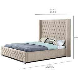 Meubler Design Lit Design Grande Tête De Lit Lia - Velours Taupe - 180x200 pas cher