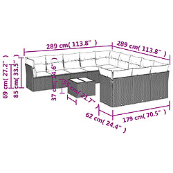 Avis vidaXL Salon de jardin avec coussins 12 pcs gris résine tressée