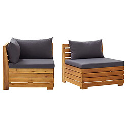 vidaXL Salon de jardin 2 pcs avec coussins Bois d'acacia solide