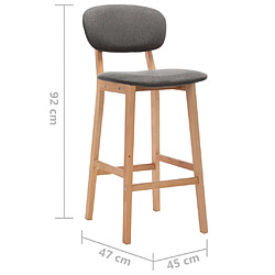 vidaXL Tabourets de bar lot de 2 gris clair tissu pas cher