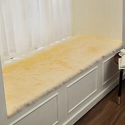 LUUCOZK Tapis moelleux en fausse fourrure Tapis à poils longs pour chambre à coucher SalonChambre-Beige-60x150cm 