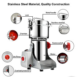 Universal Broyeur électrique à usage domestique Broyeur à aliments secs à balançoire Lame à trois couches 25 000 rpm Concasseur d'épices et d'herbes(Argent)