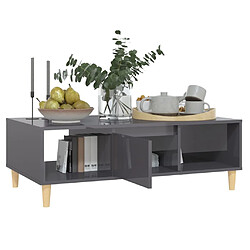 Avis vidaXL Table basse gris brillant 103,5x60x35 cm bois d'ingénierie