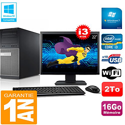 PC Tour DELL 9020 Core I3-4130 Ram 16Go Disque 2 To Wifi W7 Ecran 22" · Occasion 